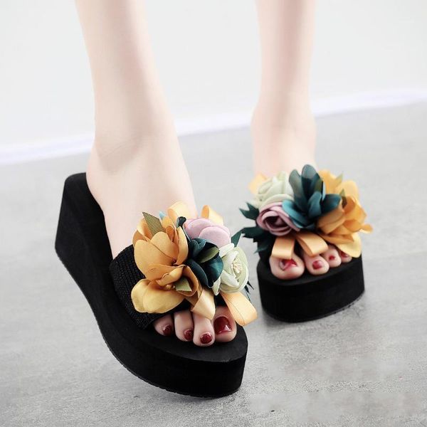 6 cm high heel women's sandals female high-heeled thick soles anti-slip flowers wedge heel beach shoes beach slippers shoes1, Black
6 cm high heel women's sandals female high-heeled thick soles anti-slip flowers wedge heel beach shoes beach slippers shoes1, Black