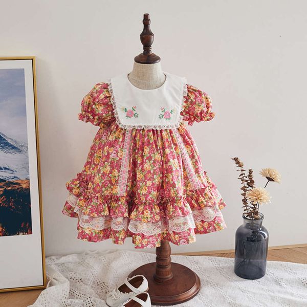 big printed princs skirt short sve lapel embroidery children's wear new summer girls floral drs, Blue
big printed princs skirt short sve lapel embroidery children's wear new summer girls floral drs, Blue