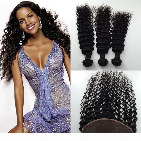 13x4 middle 3 part lace frontals peruvian lace frontal closure with 3 bundles deep wave human hair weave, Black
13x4 middle 3 part lace frontals peruvian lace frontal closure with 3 bundles deep wave human hair weave, Black
