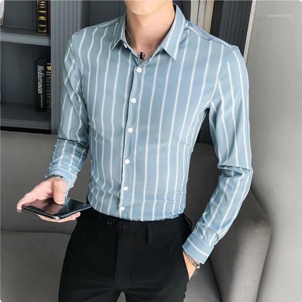 men's dress shirt 2020 spring autumn fashion mens clothing of cultivate morality long sleeve striped shirts man society1, White;black
men's dress shirt 2020 spring autumn fashion mens clothing of cultivate morality long sleeve striped shirts man society1, White;black