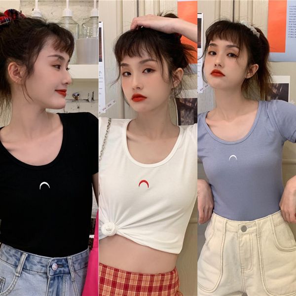 2020 summer new women's moon embroidered tight t- women's inner t-shirt short sleeve shirtembroidered shirtbase shirt q2rm9, White
2020 summer new women's moon embroidered tight t- women's inner t-shirt short sleeve shirtembroidered shirtbase shirt q2rm9, White