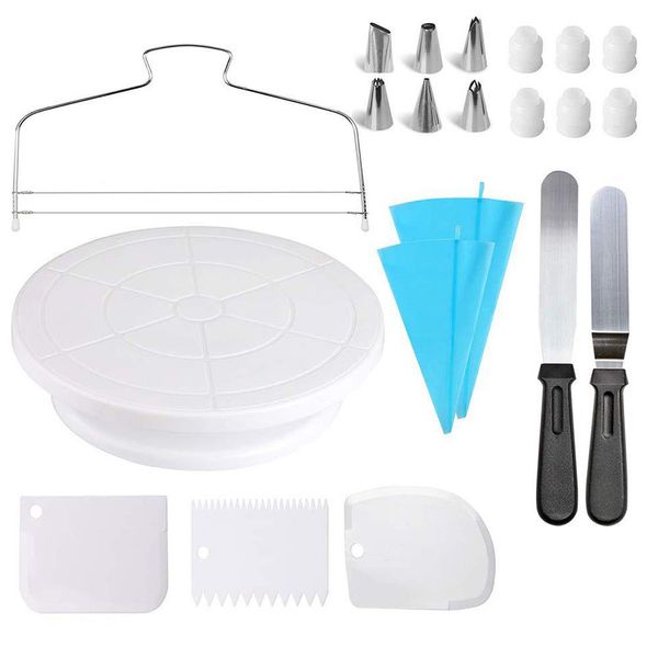 21pcs nozzles kits supplies cake turntable decorating tips 2 icing spatula smoother q1218
21pcs nozzles kits supplies cake turntable decorating tips 2 icing spatula smoother q1218