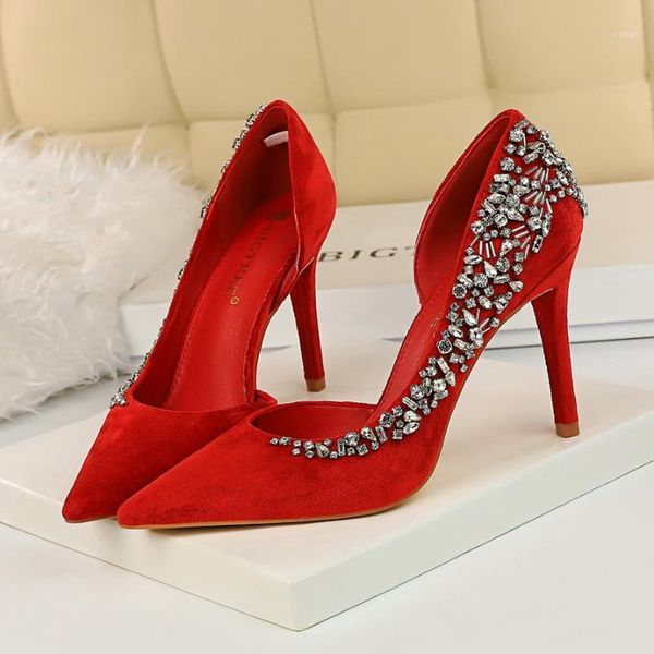 dress shoes european and american style banquet high heel women's suede shallow mouth pointed side hollow rhinestone high-heeled1, Black
dress shoes european and american style banquet high heel women's suede shallow mouth pointed side hollow rhinestone high-heeled1, Black