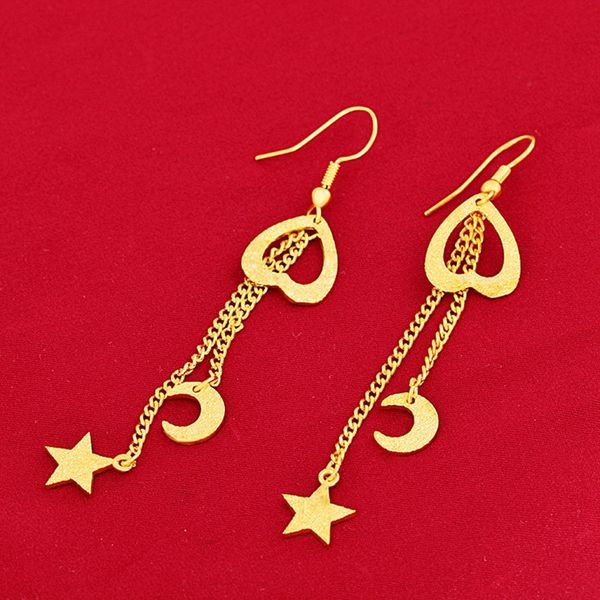 long tassel star moon design dangle earrings women jewelry 18k yellow gold filled fashion female gift, Silver
long tassel star moon design dangle earrings women jewelry 18k yellow gold filled fashion female gift, Silver