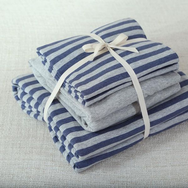 4pcs 100% cotton jersey knit bedding sets size blue stripe quilt cover with gray fitted sheet
4pcs 100% cotton jersey knit bedding sets size blue stripe quilt cover with gray fitted sheet