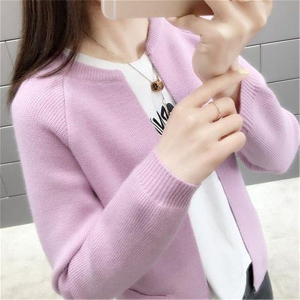 women's knits & tees cardigan short coat female sweater spring outside korean style round neck long-sleeved, White
women's knits & tees cardigan short coat female sweater spring outside korean style round neck long-sleeved, White