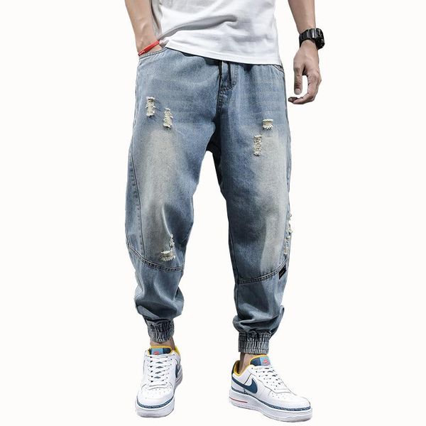 men's jeans hip hop harem solid men loose denim pants jogger casual sweatpants fashion brand man length trousers streetwear j0119, Blue
men's jeans hip hop harem solid men loose denim pants jogger casual sweatpants fashion brand man length trousers streetwear j0119, Blue
