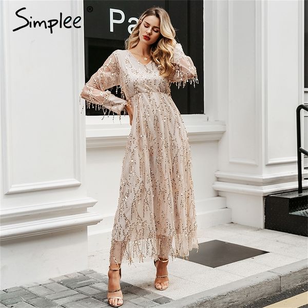 simplee v-neck evening women maxi dress elegant mesh long sleeve sequin night dress autumn lady plus size party dress lj200820, Black;gray
simplee v-neck evening women maxi dress elegant mesh long sleeve sequin night dress autumn lady plus size party dress lj200820, Black;gray