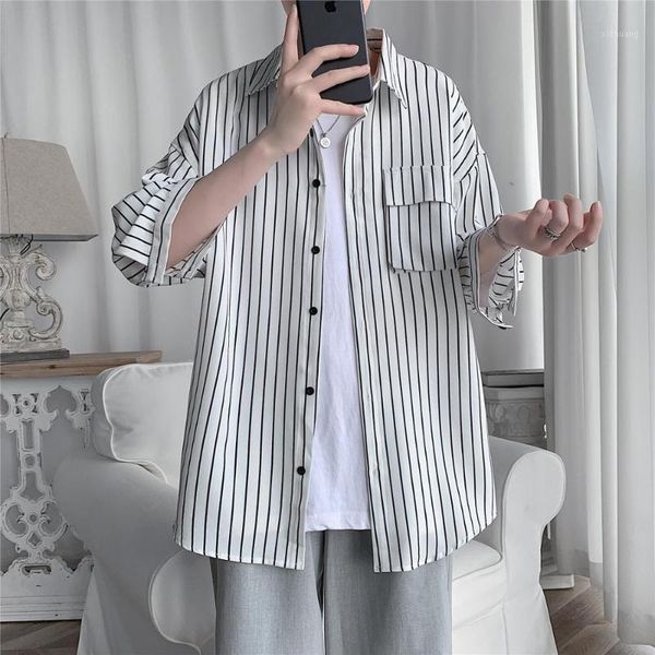 men's casual shirts summer striped shirt men fashion 2021 half sleeve loose front pocket plus size blouse clothing black/white1, White;black
men's casual shirts summer striped shirt men fashion 2021 half sleeve loose front pocket plus size blouse clothing black/white1, White;black