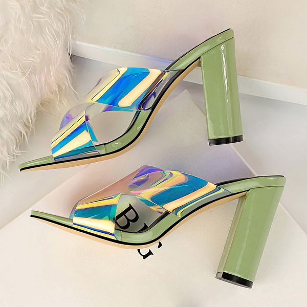 summer women 9.5cm high heels mules yellow slides neon green open toe block thick heels slipper sandals design white shoesmultifunction, Black
summer women 9.5cm high heels mules yellow slides neon green open toe block thick heels slipper sandals design white shoesmultifunction, Black
