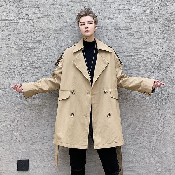 men's trench coats autumn sprint men double breasted vintage casual jacket overcoat male women couple streetwear loose coat outerwear, Tan;black
men's trench coats autumn sprint men double breasted vintage casual jacket overcoat male women couple streetwear loose coat outerwear, Tan;black