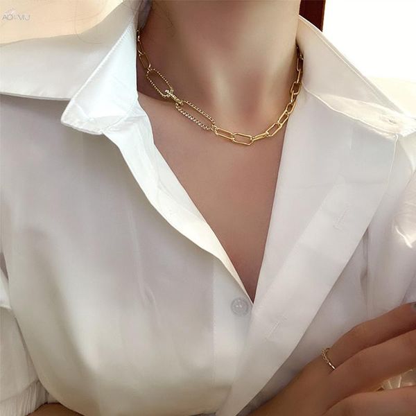 chokers aomu 2021 korea zircon metal chain choker simple fashion charm necklace for women girls jewelry gifts, Golden;silver
chokers aomu 2021 korea zircon metal chain choker simple fashion charm necklace for women girls jewelry gifts, Golden;silver