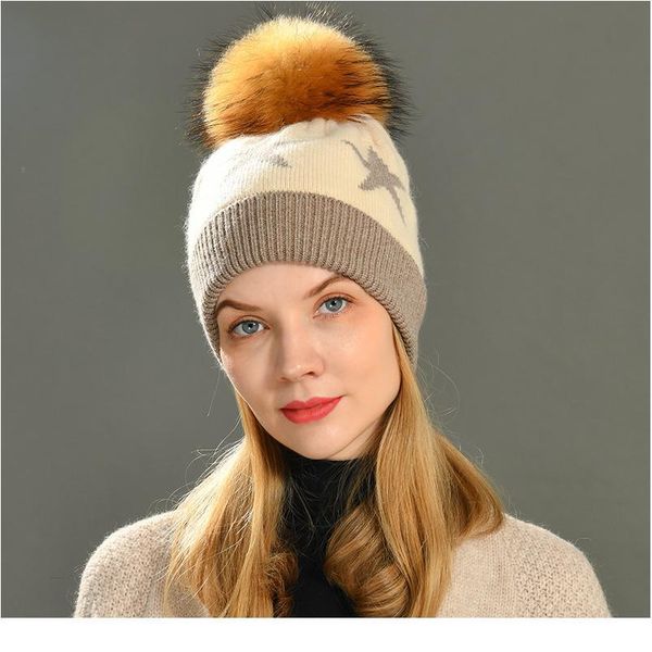 women real fur hat big raccoon fur pom pom beanies hat winter autumn knitted wool skullies cashmere qylego, White
women real fur hat big raccoon fur pom pom beanies hat winter autumn knitted wool skullies cashmere qylego, White