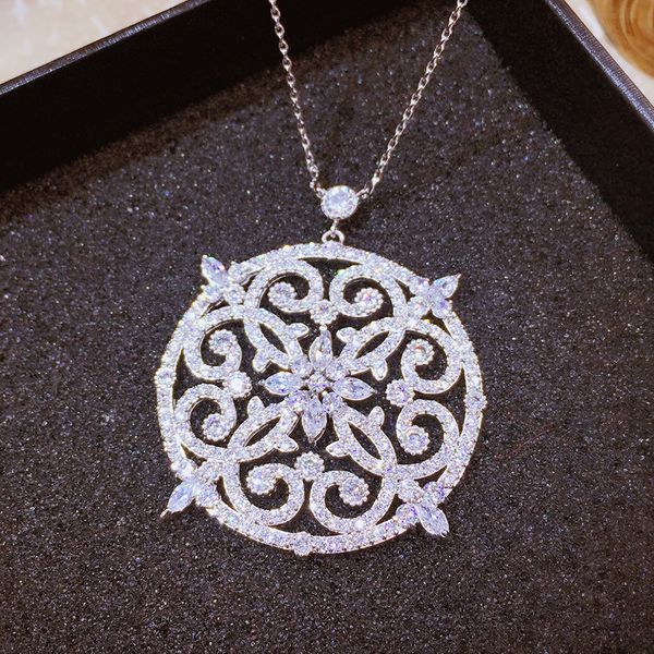 new white gold color cubic zircon micro setting hollow flower big pendant vintage choker necklaces for women 0927, Silver
new white gold color cubic zircon micro setting hollow flower big pendant vintage choker necklaces for women 0927, Silver