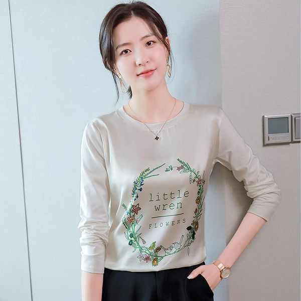 fashionable foreign style loose small long sleeve t-shirt t-shirt silk for women 2020 new bottom korean version splicing mulberry silk t, White
fashionable foreign style loose small long sleeve t-shirt t-shirt silk for women 2020 new bottom korean version splicing mulberry silk t, White