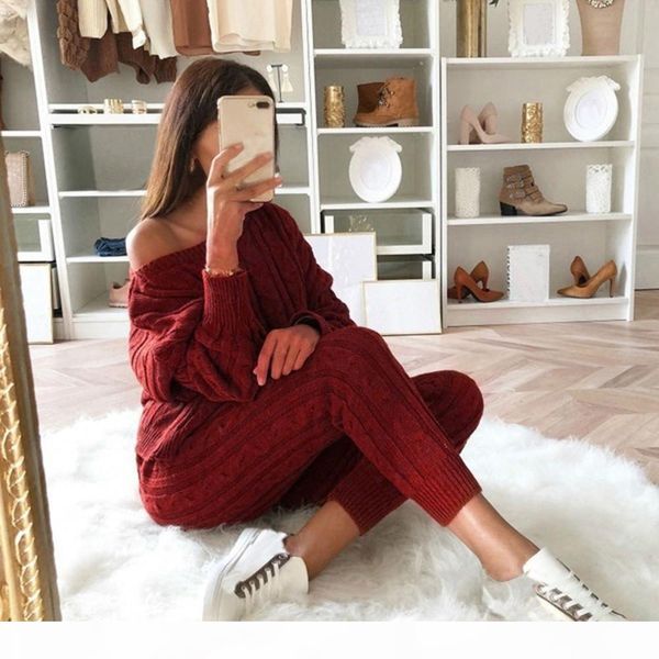 women 2 piece set christmas sweater autumn winter knitted set outfit ladies o neck pullover solid color +pants outfits, White
women 2 piece set christmas sweater autumn winter knitted set outfit ladies o neck pullover solid color +pants outfits, White