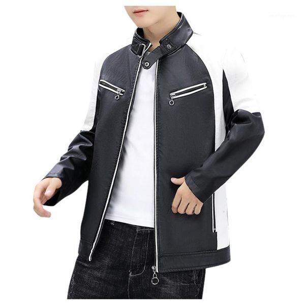 men winter imitation leather jacket vintage solid color locomotive splicing outwear biker motorcycle zipper long sleeve coat, Black;brown
men winter imitation leather jacket vintage solid color locomotive splicing outwear biker motorcycle zipper long sleeve coat, Black;brown