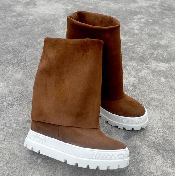 girls fashion brown platform round toe mid-calf boots woman 10 cm height increasing slip on casual thick heel short fold boots, Black
girls fashion brown platform round toe mid-calf boots woman 10 cm height increasing slip on casual thick heel short fold boots, Black