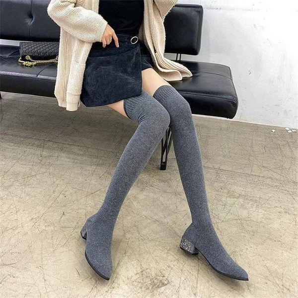 women's over-the-knee socks boots 2020 new autumn winter thick-heeled female boots high-tube warm knitted stretch socks shoes, Black
women's over-the-knee socks boots 2020 new autumn winter thick-heeled female boots high-tube warm knitted stretch socks shoes, Black