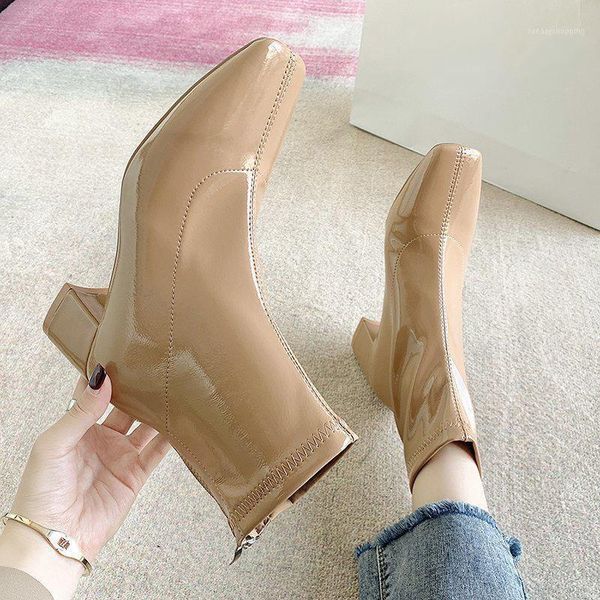 woman patent leather ankle boots autumn 2021 women's square toe mid heels women fashion pumps ladies zip female sewing shoes1, Black
woman patent leather ankle boots autumn 2021 women's square toe mid heels women fashion pumps ladies zip female sewing shoes1, Black
