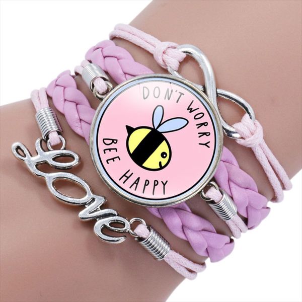 love don't warry bee happy glass cabochon charm leather wrap bracelets & bangles for women men bee bracelet jewelry, Golden;silver
love don't warry bee happy glass cabochon charm leather wrap bracelets & bangles for women men bee bracelet jewelry, Golden;silver
