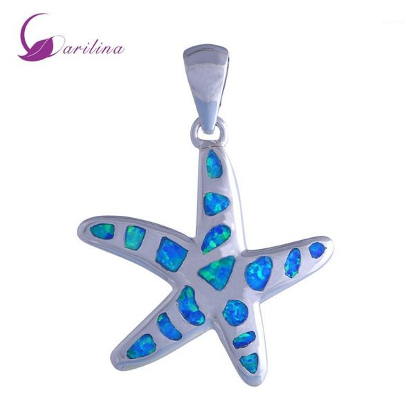 new statement jewelry sea star 925 sterling silver fashion jewelry blue fire opal pendant for women p1921, Black
new statement jewelry sea star 925 sterling silver fashion jewelry blue fire opal pendant for women p1921, Black
