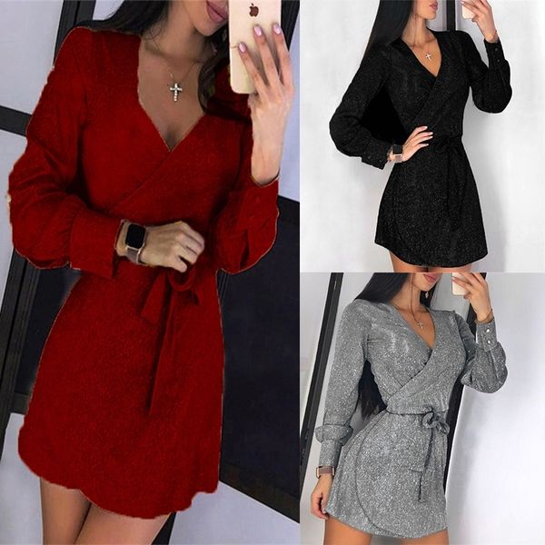 fashion long sleeve dress women plus size casual mini dress bodycon slim sequin club elegant autumn dress women vestidos 201028, Black;gray
fashion long sleeve dress women plus size casual mini dress bodycon slim sequin club elegant autumn dress women vestidos 201028, Black;gray