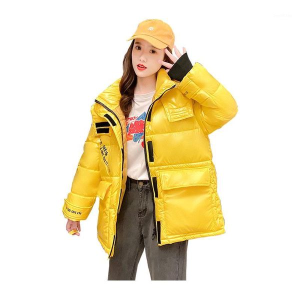 women short winter jacket glossy letters hooded windproof down coat oversize cotton padded parkas1, Black
women short winter jacket glossy letters hooded windproof down coat oversize cotton padded parkas1, Black
