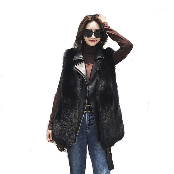 chic style faux fur winter warm vest for women turn-down collar sleeveless leather splicing outwear black fs08771
chic style faux fur winter warm vest for women turn-down collar sleeveless leather splicing outwear black fs08771