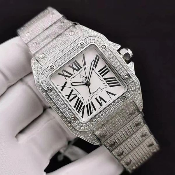 silver iced out watch full diamonds clasp sapphire glass automatic with box and papers, Slivery;brown
silver iced out watch full diamonds clasp sapphire glass automatic with box and papers, Slivery;brown