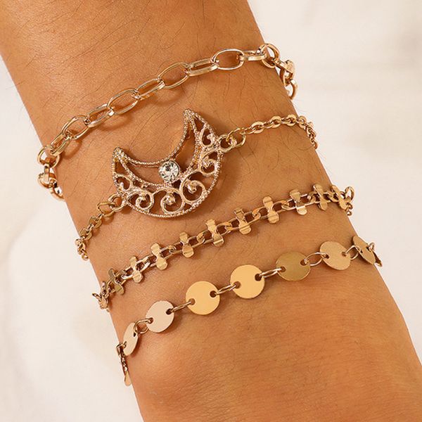 2021 new 4pcs/set fashion women gold moon bracelets alloy rhinestone link chain beach bangles jewelry friend gift, Black
2021 new 4pcs/set fashion women gold moon bracelets alloy rhinestone link chain beach bangles jewelry friend gift, Black