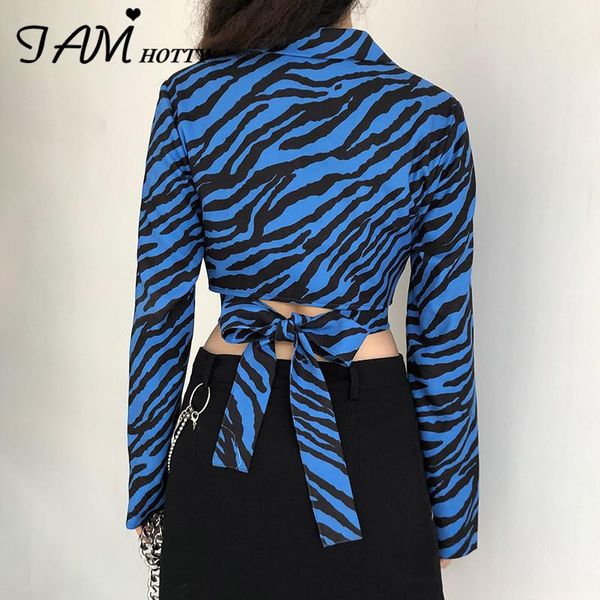 back tie up zebra print women's blouse vintage elegant y2k long sleeve korean fashion shirts e-girl cropped autumn iamy, White
back tie up zebra print women's blouse vintage elegant y2k long sleeve korean fashion shirts e-girl cropped autumn iamy, White