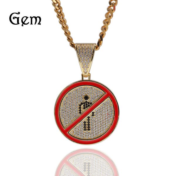 hip hop necklace inlaid with zircon alternative no stay sign pendant necklace for men, Silver
hip hop necklace inlaid with zircon alternative no stay sign pendant necklace for men, Silver