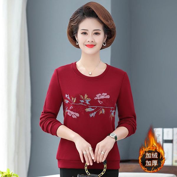 velvet women t-shirt autumn winter warm bottom pullover vintage printed middle age mother clothes long sleeve tee, White
velvet women t-shirt autumn winter warm bottom pullover vintage printed middle age mother clothes long sleeve tee, White