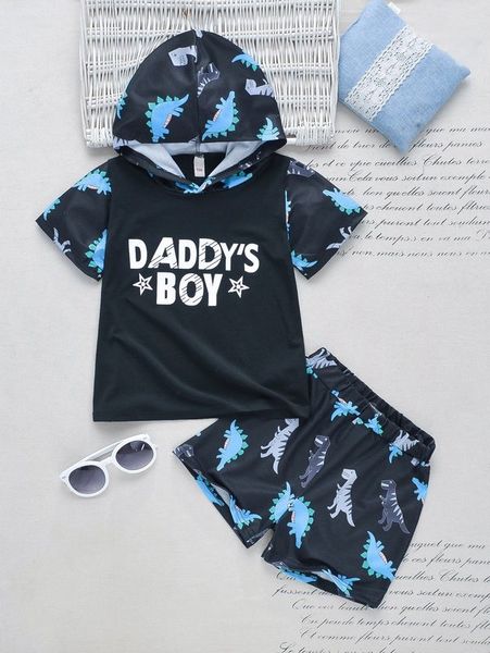 toddler boys letter & cartoon graphic hooded tee & shorts she, White
toddler boys letter & cartoon graphic hooded tee & shorts she, White