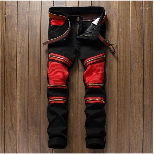 men's jeans european american style men men's denim trousers stripes slim straight zipper black red pants 8806#1, Blue
men's jeans european american style men men's denim trousers stripes slim straight zipper black red pants 8806#1, Blue