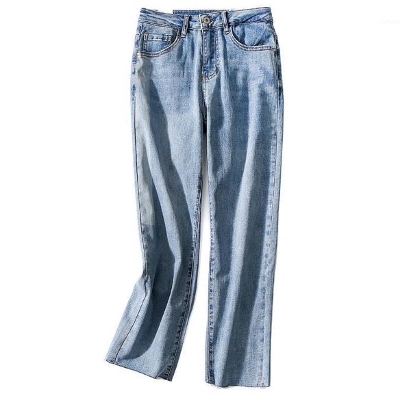 women jeans pants new spring / summer 2020 slim straight elastic light blue jeans1