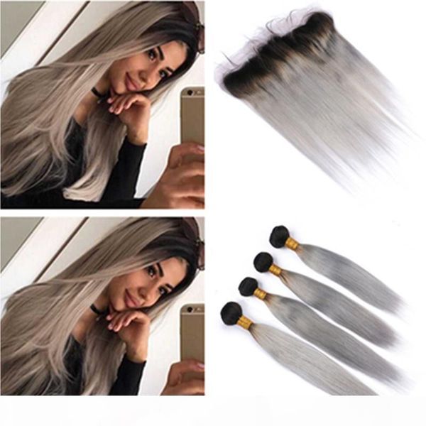 ombre silver grey virgin hair lace frontal closure 13x4 with 4 bundles dark root #1b grey ombre brazilian straight weaves human hair bundles, Black;brown
ombre silver grey virgin hair lace frontal closure 13x4 with 4 bundles dark root #1b grey ombre brazilian straight weaves human hair bundles, Black;brown