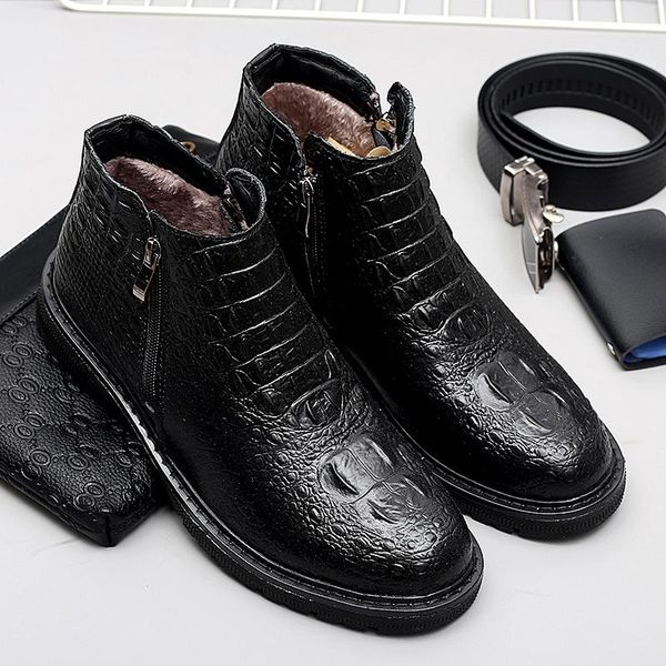 2020 men winter fur lined snow boots waterproof platform black warm leather shoes male man high ankle boots side zip men coturno
2020 men winter fur lined snow boots waterproof platform black warm leather shoes male man high ankle boots side zip men coturno