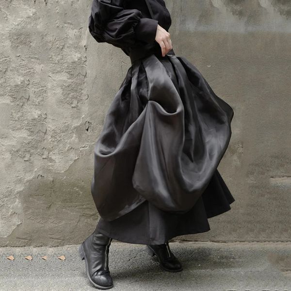 high waist black organza irregular pleated split joint half-body skirt women fashion tide new spring autumn 2021, White