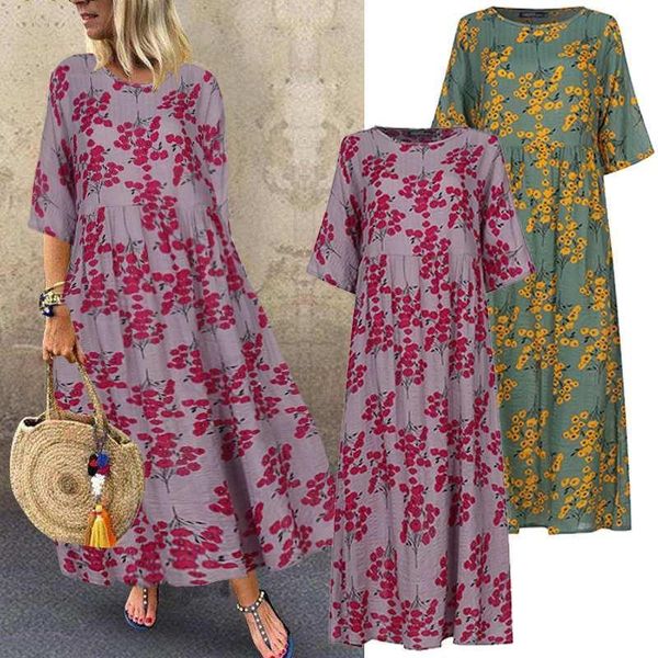 2021 zanzea vintage printed maxi dress women's sundress autumn half sleeve tunic vestido female casual floral robe plus size 5xl, Black;gray
2021 zanzea vintage printed maxi dress women's sundress autumn half sleeve tunic vestido female casual floral robe plus size 5xl, Black;gray