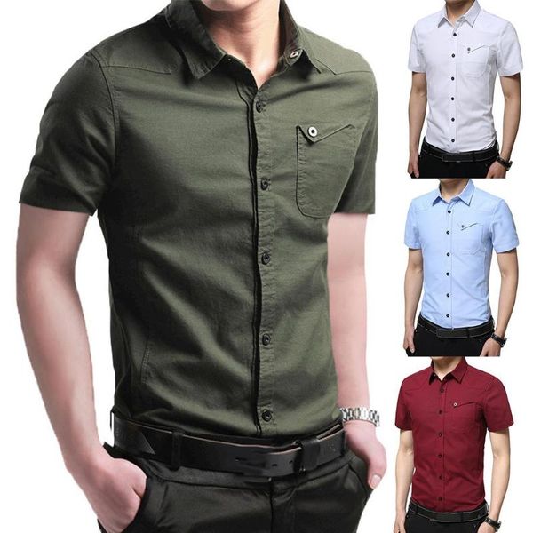 men's casual shirts 2021 shirt fashion stylish men solid color turn down collar short sleeve pockets buttons slim social, White;black
men's casual shirts 2021 shirt fashion stylish men solid color turn down collar short sleeve pockets buttons slim social, White;black