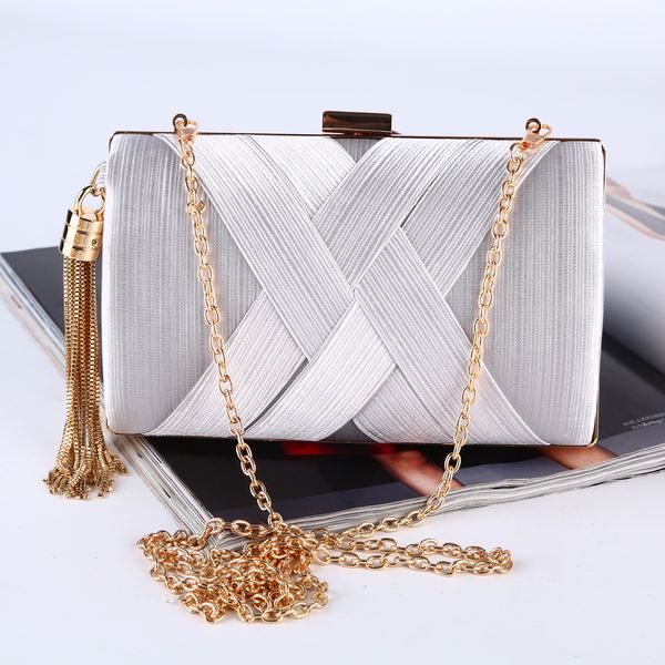 new women's handmade tassel pendant evening bags large capacity dress bag silk handbag