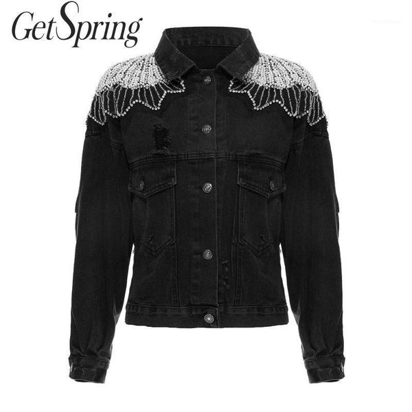 getspring women denim coat women black denim jacket long sleeve bead hole ladies jean jacket high waist autumn1, Black;brown
getspring women denim coat women black denim jacket long sleeve bead hole ladies jean jacket high waist autumn1, Black;brown