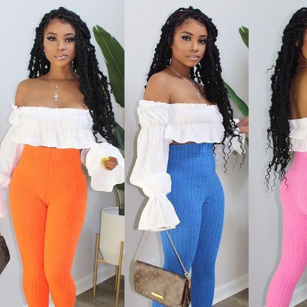 women two piece set off shoulder slash neck pulf sleeve stretch knitted trousers jogger autumn suit, Gray
women two piece set off shoulder slash neck pulf sleeve stretch knitted trousers jogger autumn suit, Gray