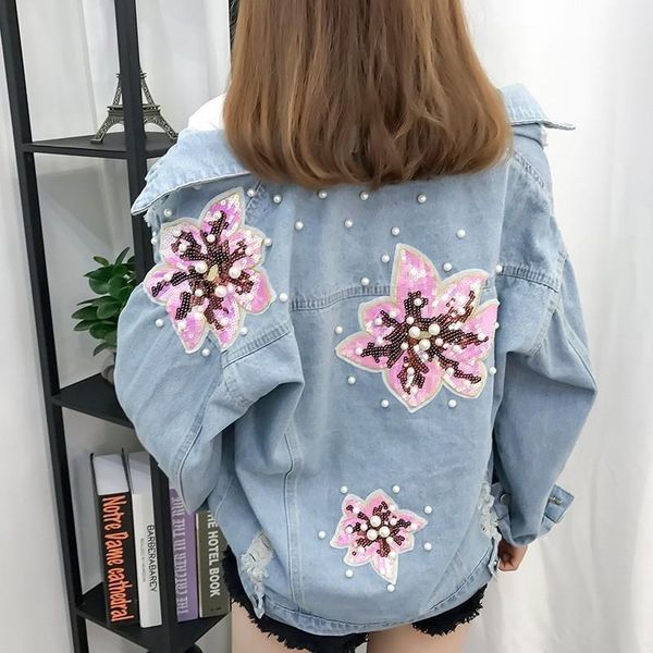 2019 woman patchwork sequins jeans jacket with beading flower fashion summer streetwear denim jeans coat loose jackets outwear1, Black;brown
2019 woman patchwork sequins jeans jacket with beading flower fashion summer streetwear denim jeans coat loose jackets outwear1, Black;brown