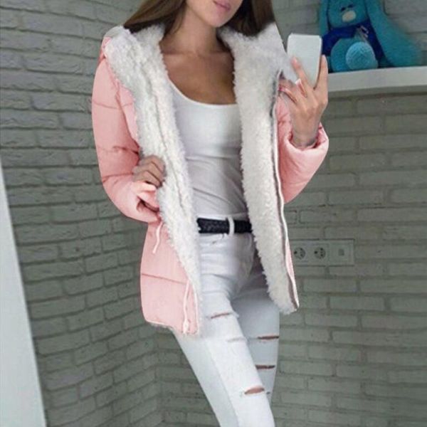 women thick coats with hood casual windproof plain zip warm long sleeve winter loose plus velvet outwear, Black
women thick coats with hood casual windproof plain zip warm long sleeve winter loose plus velvet outwear, Black