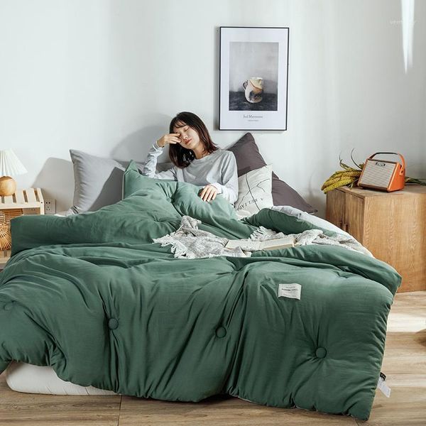 comforters & sets green washed comforter double side solid color quilt grey thicken blanket for winter autumn soft warm simple modern home t
comforters & sets green washed comforter double side solid color quilt grey thicken blanket for winter autumn soft warm simple modern home t