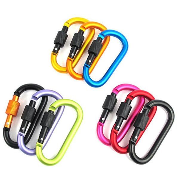 5pcs Fashion Aluminum Carabiner D-shape Key Chains Clips Hooks Outdoor Buckle Keychain Wild Key Ring Key Co Jllpat