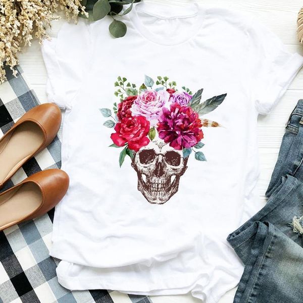 women lady flower skull scary printing skull fall halloween print tshirt female t tee womens shirt clothes graphic t-shirt, White
women lady flower skull scary printing skull fall halloween print tshirt female t tee womens shirt clothes graphic t-shirt, White